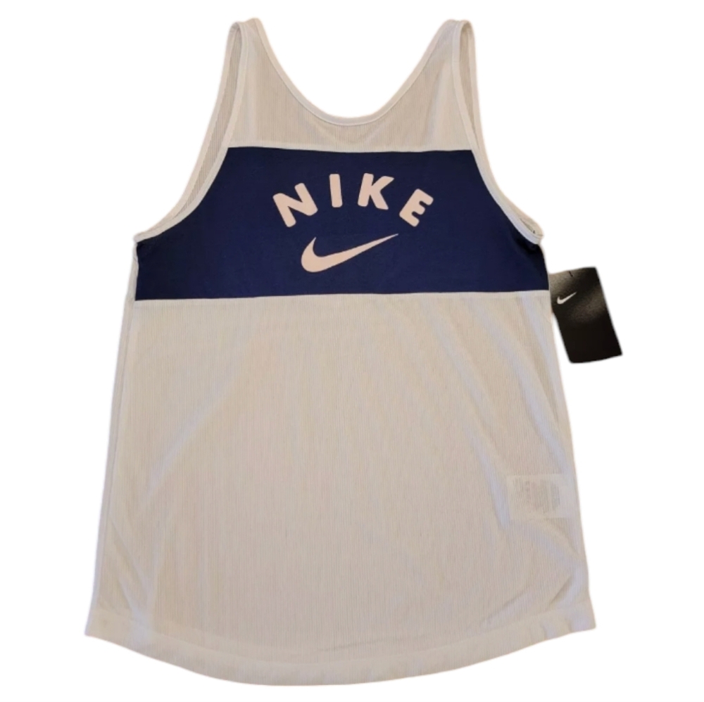 Nike Racerback Tank Top Girls Size XL Training White Blue NEW